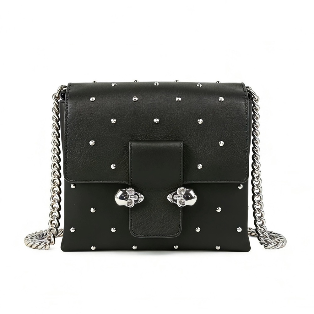 Alexander McQueen Double Skull Leather Shoulder Bag